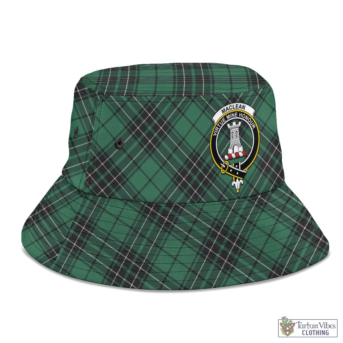 Tartan Vibes Clothing MacLean Hunting Ancient Tartan Bucket Hat with Family Crest