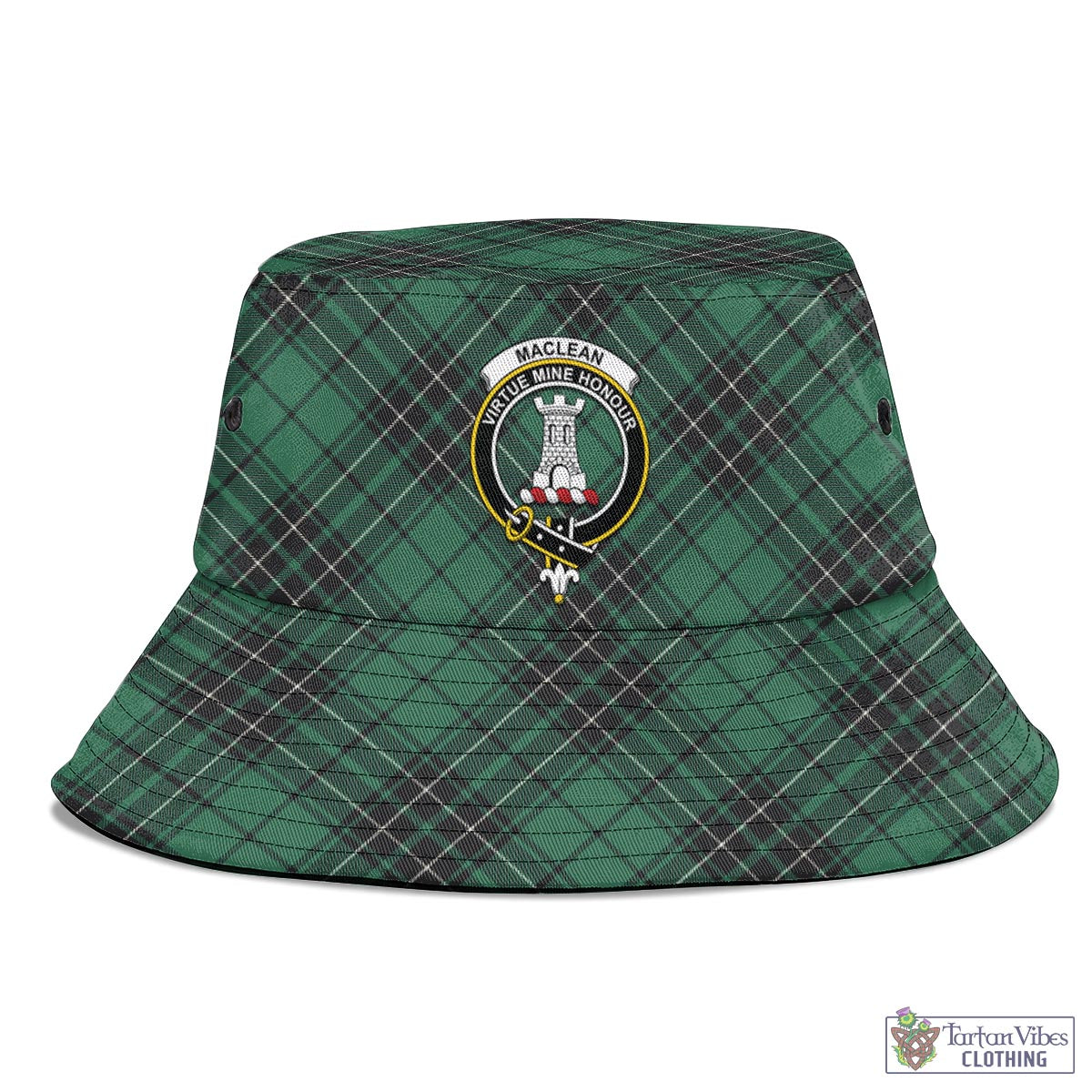 Tartan Vibes Clothing MacLean Hunting Ancient Tartan Bucket Hat with Family Crest