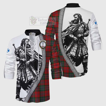 MacLean (McLean) Tartan Clan Crest Ghillie Kilt Shirt with Highlander Warrior Celtic Style