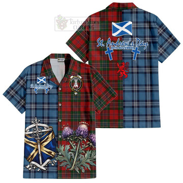 MacLean (McLean) Tartan Short Sleeve Button Shirt Happy St. Andrew's Day Half Tartan Style