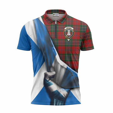 MacLean (McLean) Tartan Zipper Polo Shirt with Family Crest Scotland Patriotic Style