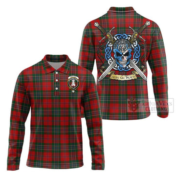 MacLean (McLean) Tartan Long Sleeve Polo Shirt with Family Crest Celtic Skull Style