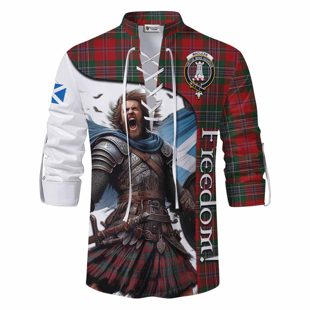 Tartan Vibes Clothing MacLean (McLean) Crest Tartan Ghillie Kilt Shirt Inspired by the Freedom of Scottish Warrior