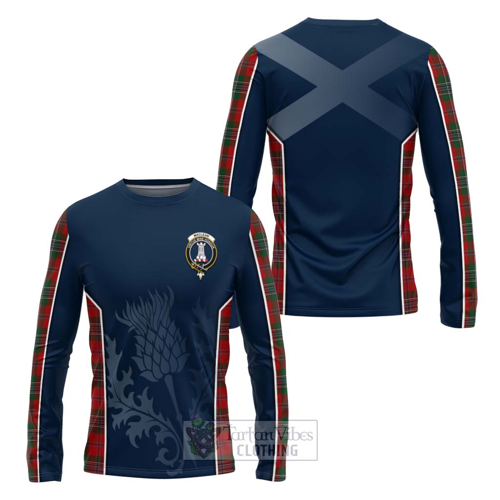 Tartan Vibes Clothing MacLean (McLean) Tartan Long Sleeve T-Shirt with Family Crest and Scottish Thistle Vibes Sport Style