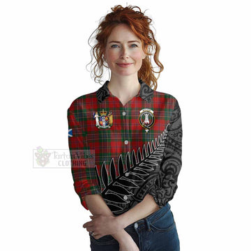 MacLean (McLean) Crest Tartan Women's Casual Shirt with New Zealand Silver Fern Half Style