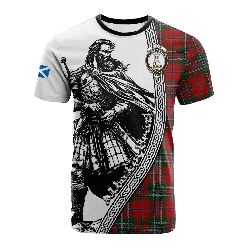 MacLean (McLean) Tartan Clan Crest Cotton T-shirt with Highlander Warrior Celtic Style