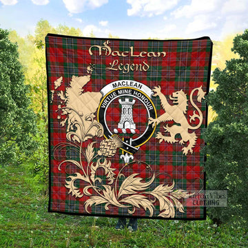 MacLean (McLean) Tartan Quilt with Family Crest and Scottish Symbol Style