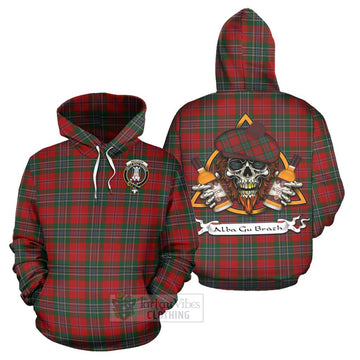 MacLean (McLean) Tartan Hoodie with Family Crest and Bearded Skull Holding Bottles of Whiskey