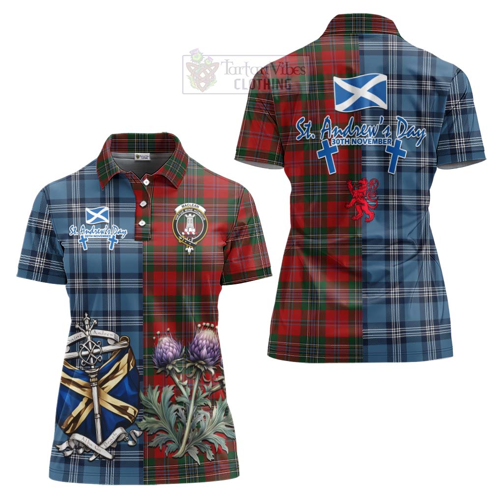 Tartan Vibes Clothing MacLean (McLean) Tartan Women's Polo Shirt Happy St. Andrew's Day Half Tartan Style