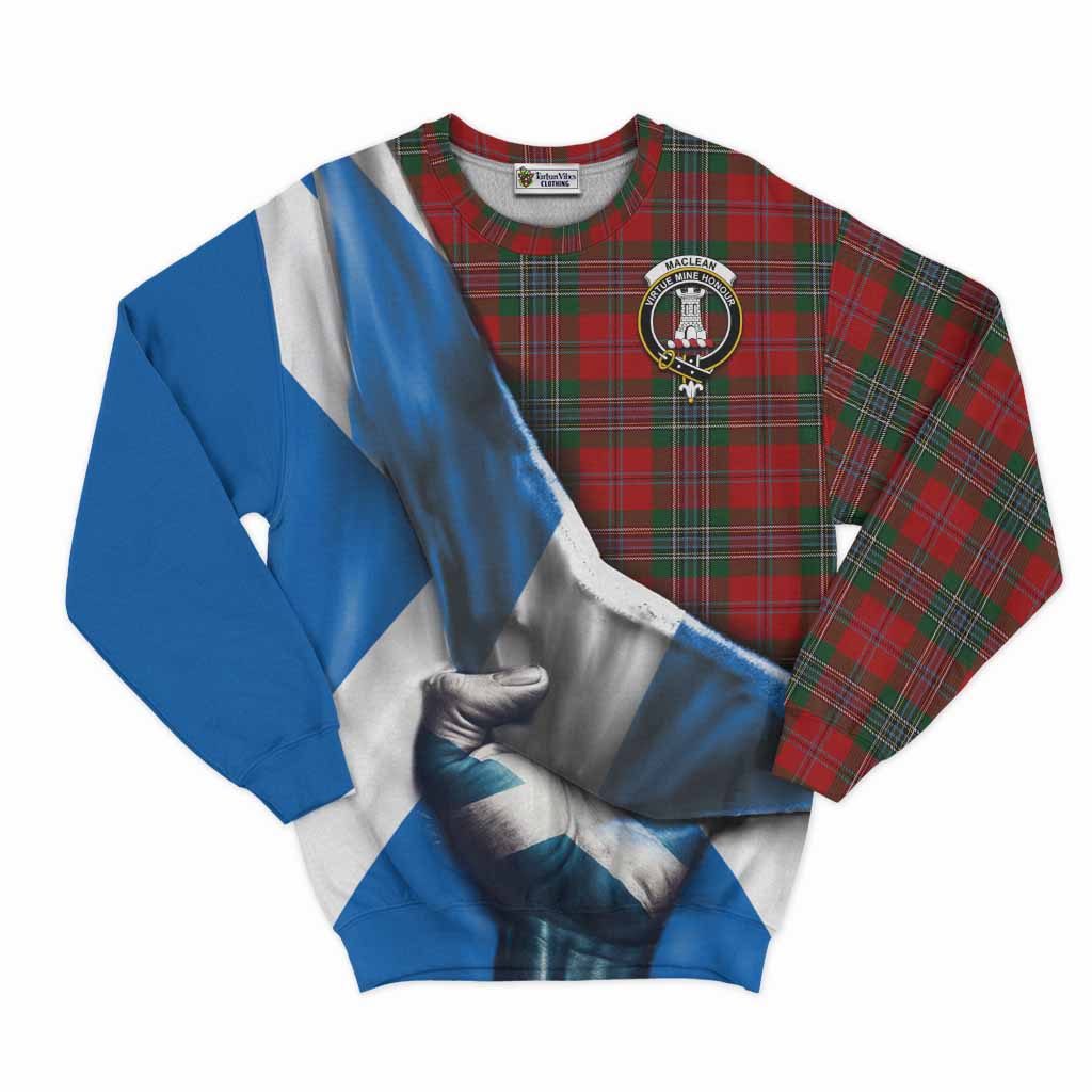 Tartan Vibes Clothing MacLean (McLean) Tartan Sweatshirt with Family Crest Scotland Patriotic Style