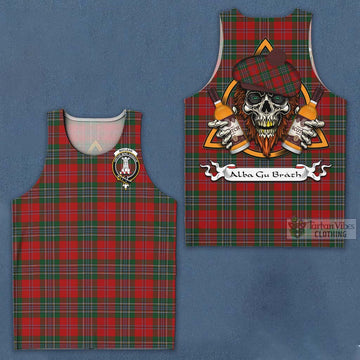 MacLean (McLean) Tartan Men's Tank Top with Family Crest and Bearded Skull Holding Bottles of Whiskey