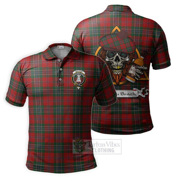 MacLean (McLean) Tartan Polo Shirt with Family Crest and Bearded Skull Holding Bottles of Whiskey