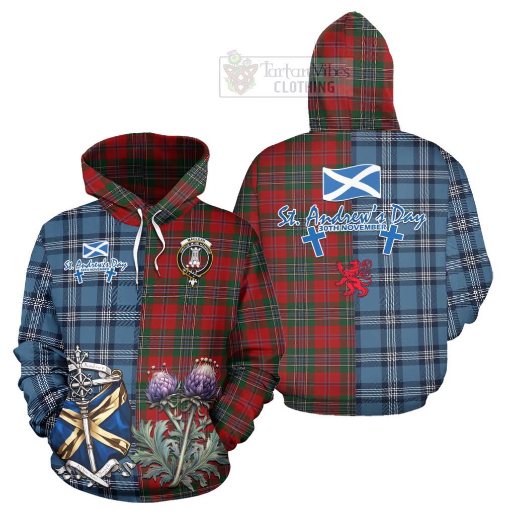 Tartan Vibes Clothing MacLean (McLean) Tartan Hoodie Happy St. Andrew's Day Half Tartan Style