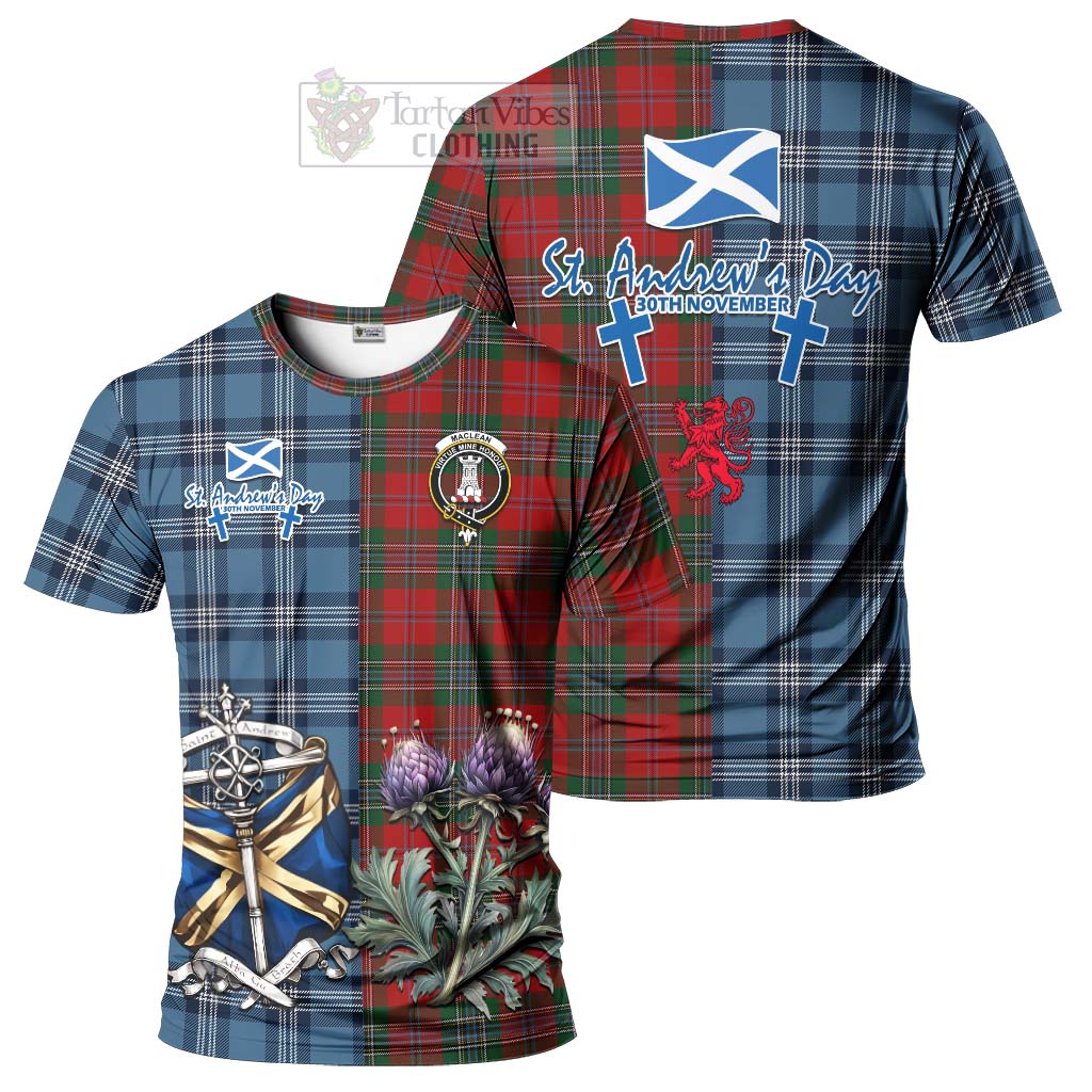 Tartan Vibes Clothing MacLean (McLean) Tartan T-Shirt Happy St. Andrew's Day Half Tartan Style