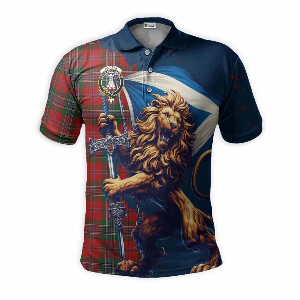 Tartan Vibes Clothing MacLean (McLean) Tartan Family Crest Men's Polo Shirt with Scottish Majestic Lion