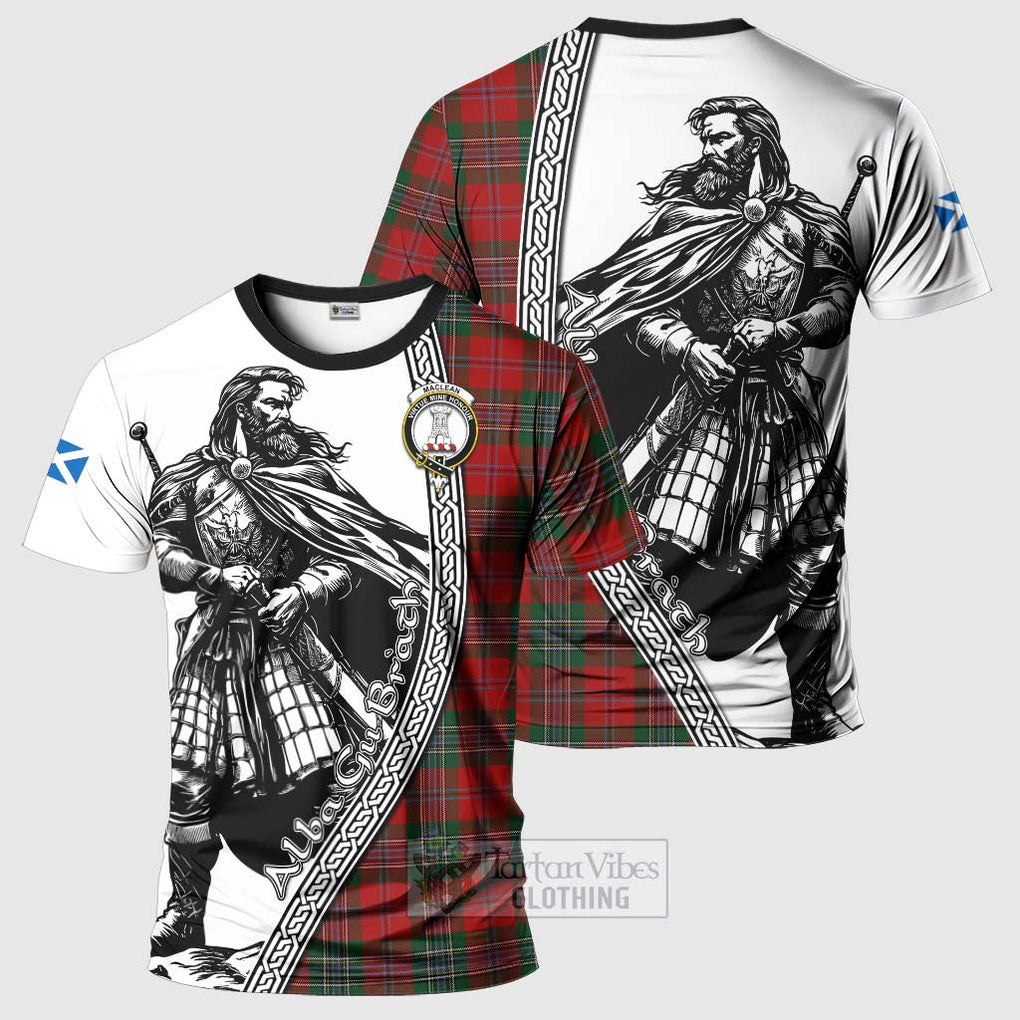 Tartan Vibes Clothing MacLean (McLean) Tartan Clan Crest T-Shirt with Highlander Warrior Celtic Style