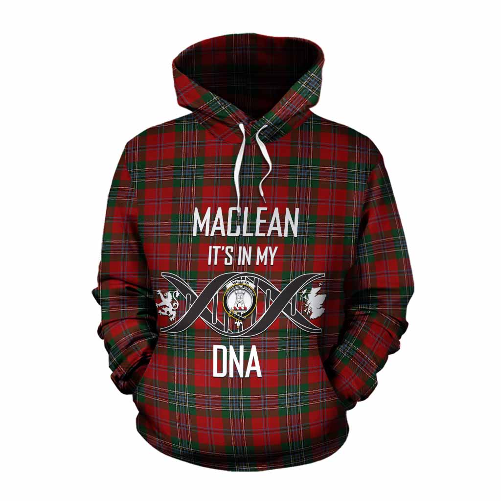 Tartan Vibes Clothing MacLean (McLean) Tartan Cotton Hoodie with Family Crest DNA In Me Style