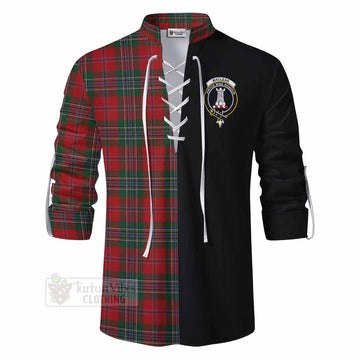 MacLean (McLean) Tartan Ghillie Kilt Shirt with Family Crest and Half Of Me Style