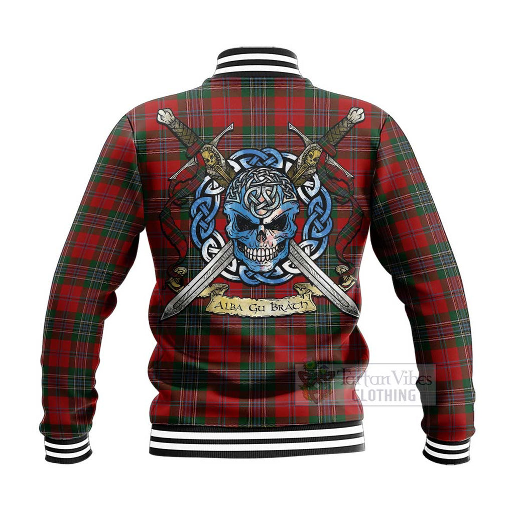 Tartan Vibes Clothing MacLean (McLean) Tartan Baseball Jacket with Family Crest Celtic Skull Style