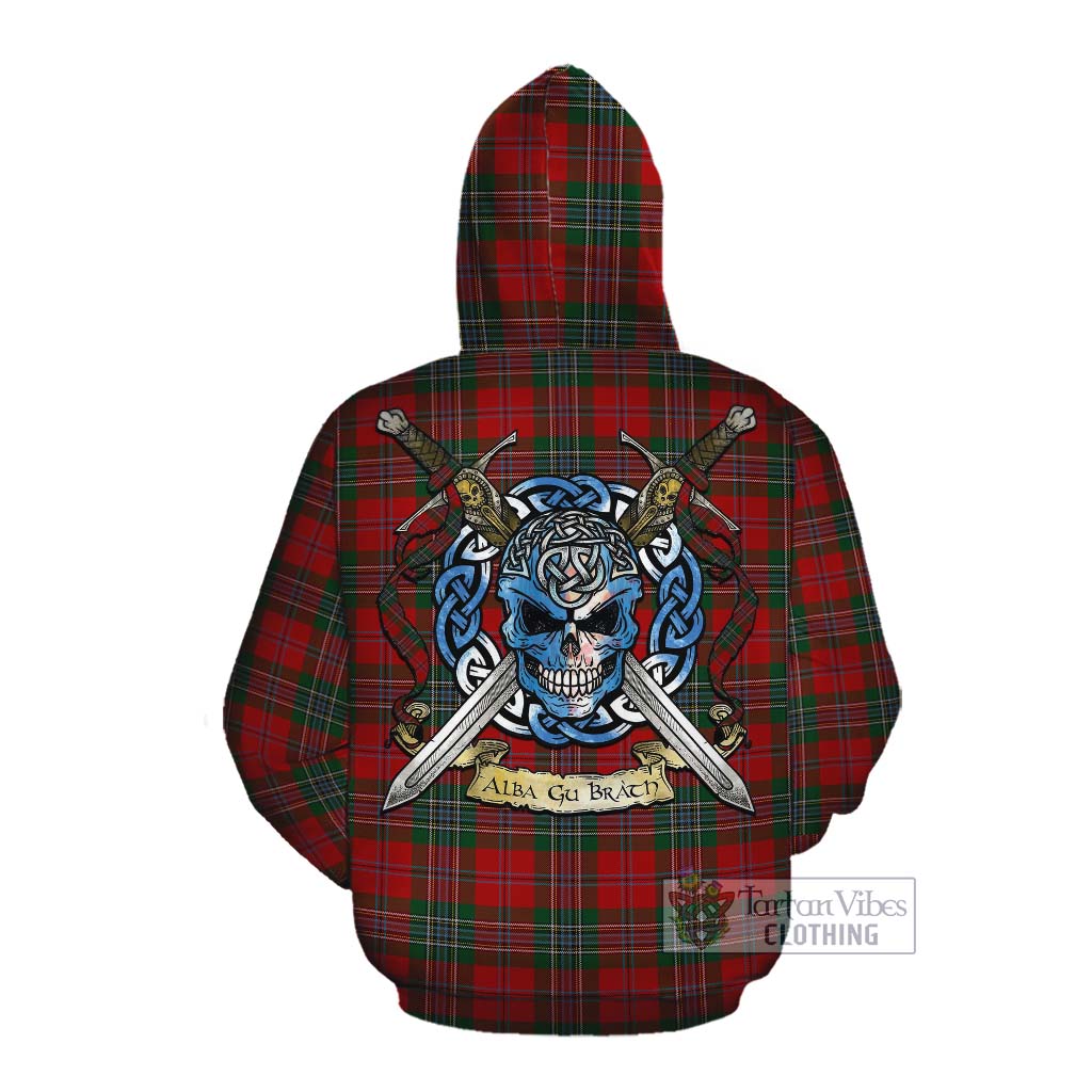 Tartan Vibes Clothing MacLean (McLean) Tartan Cotton Hoodie with Family Crest Celtic Skull Style