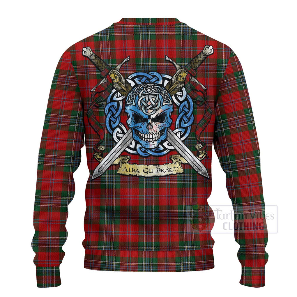 Tartan Vibes Clothing MacLean (McLean) Tartan Knitted Sweater with Family Crest Celtic Skull Style