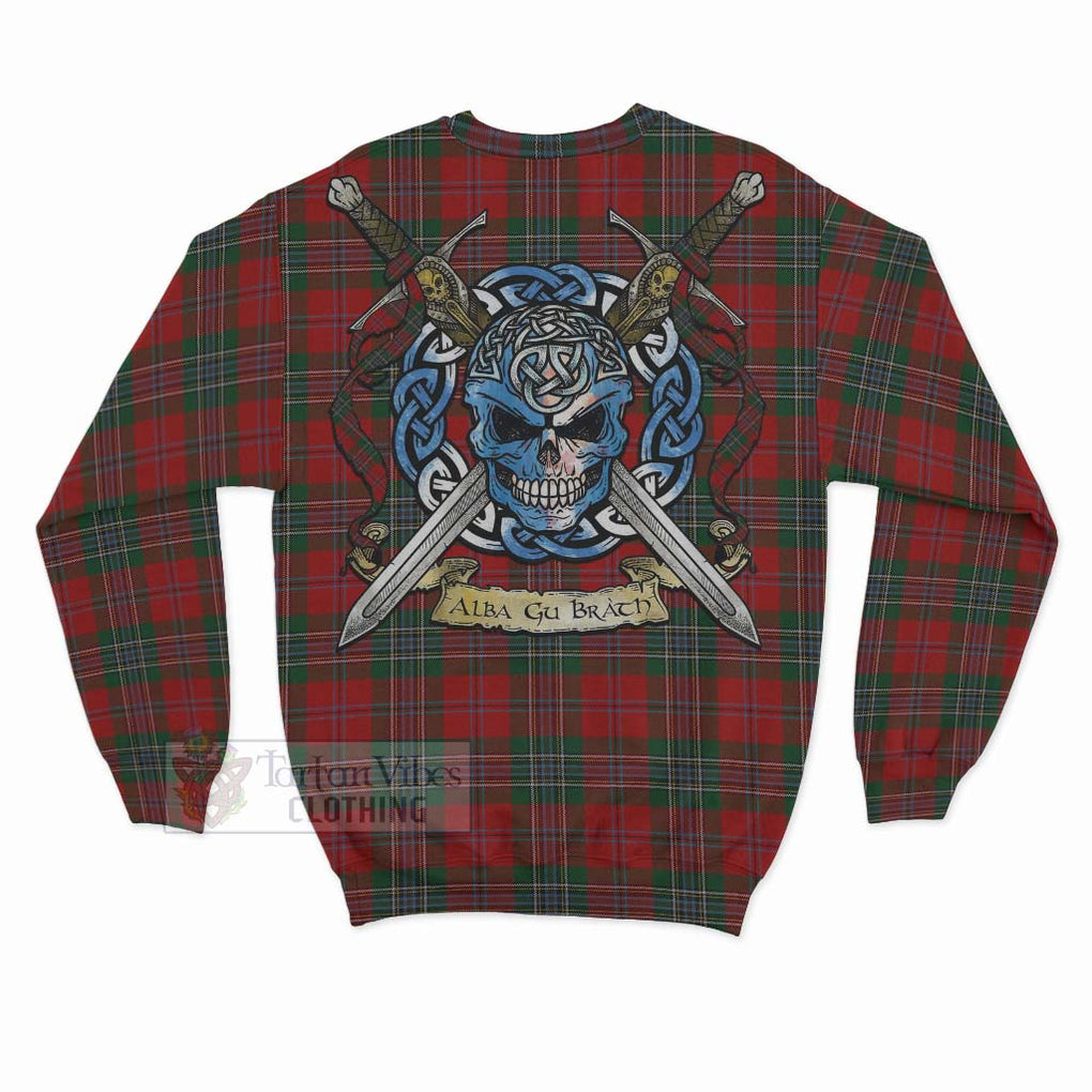 Tartan Vibes Clothing MacLean (McLean) Tartan Sweatshirt with Family Crest Celtic Skull Style