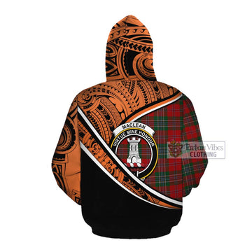 MacLean (McLean) Crest Tartan Cotton Hoodie with Polynesian Vibes Style - Orange Version