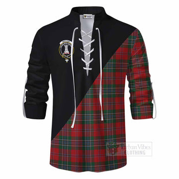 MacLean (McLean) Tartan Ghillie Kilt Shirt with Family Crest and Military Logo Style