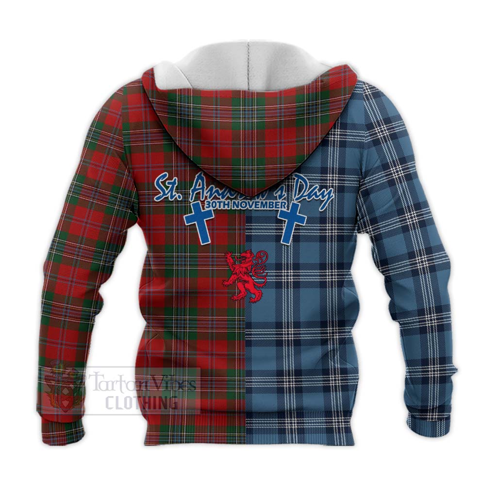 Tartan Vibes Clothing MacLean (McLean) Tartan Knitted Hoodie Happy St. Andrew's Day Half Tartan Style