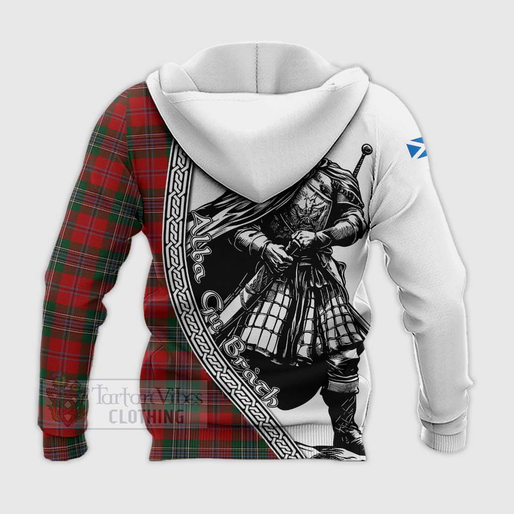 Tartan Vibes Clothing MacLean (McLean) Tartan Clan Crest Knitted Hoodie with Highlander Warrior Celtic Style