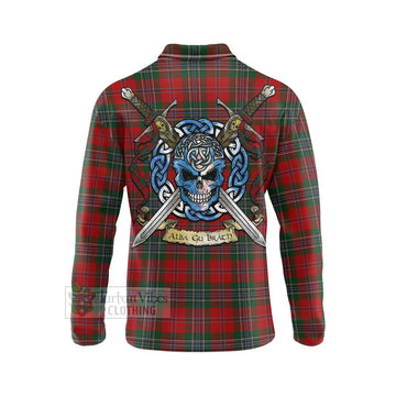 MacLean (McLean) Tartan Long Sleeve Polo Shirt with Family Crest Celtic Skull Style