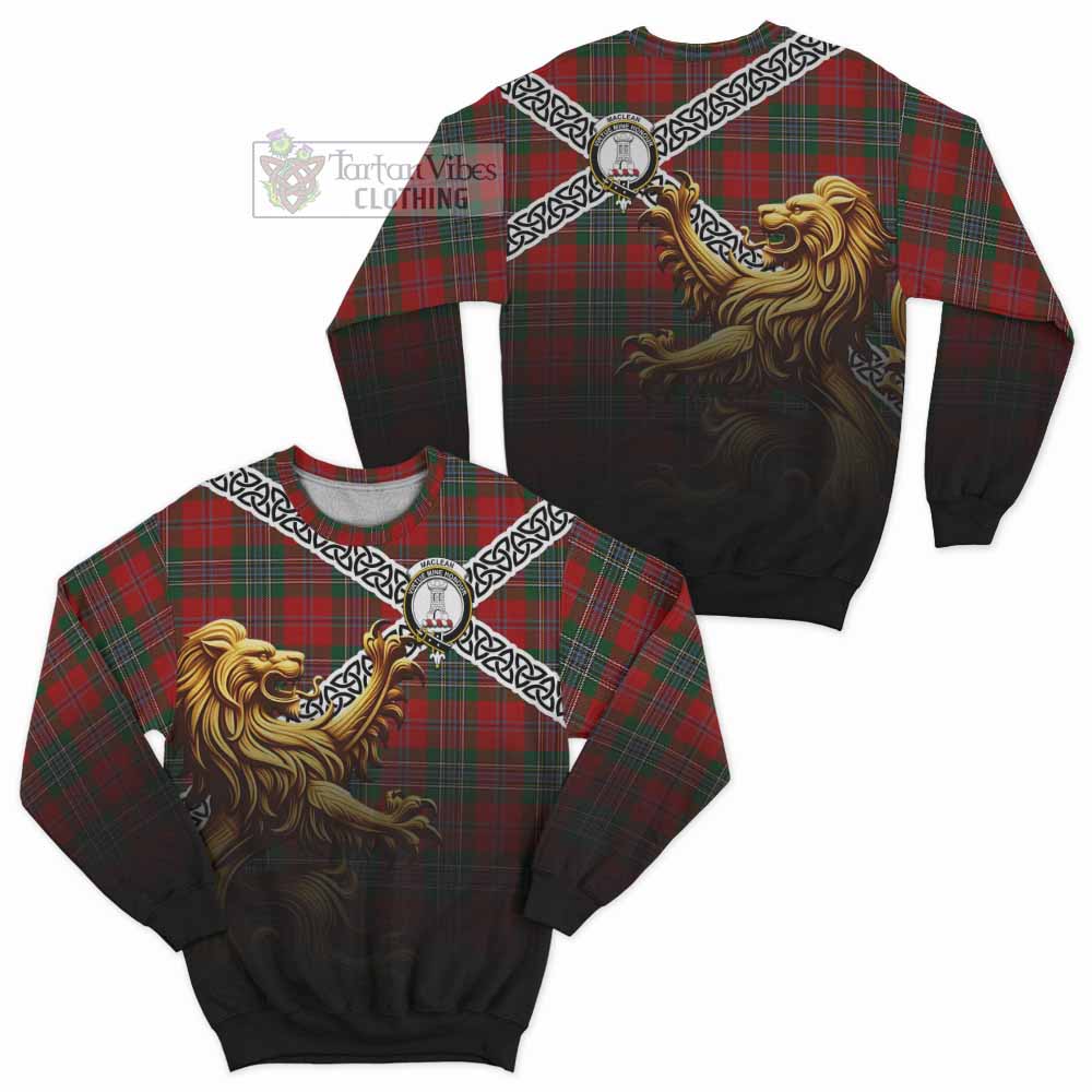 MacLean (McLean) Crest Tartan Sweatshirt with Golden Lion Emblem Celtic Style - Tartan Vibes Clothing