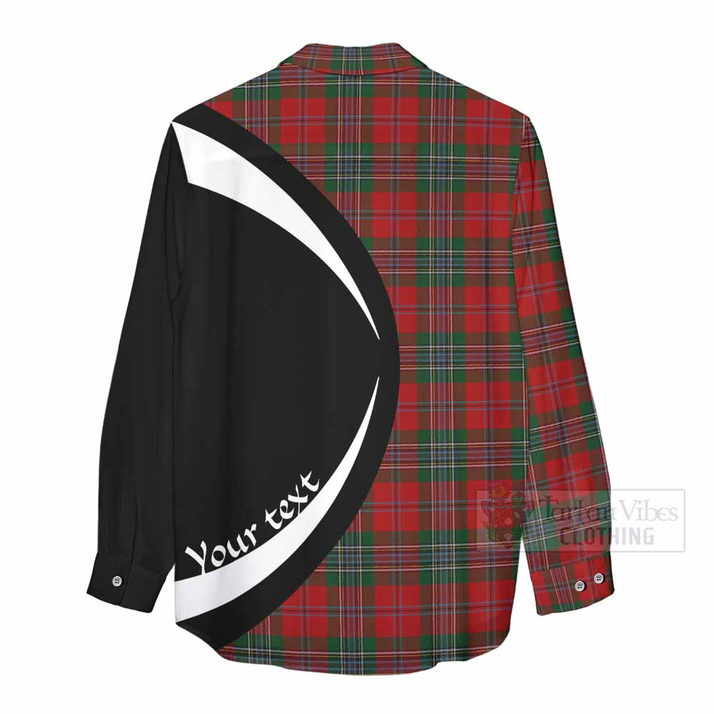 Tartan Vibes Clothing MacLean (McLean) Tartan Women's Casual Shirt with Family Crest Circle Style