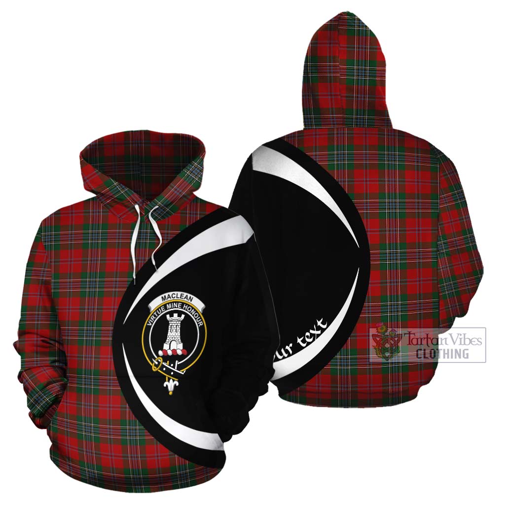 Tartan Vibes Clothing MacLean (McLean) Tartan Cotton Hoodie with Family Crest Circle Style