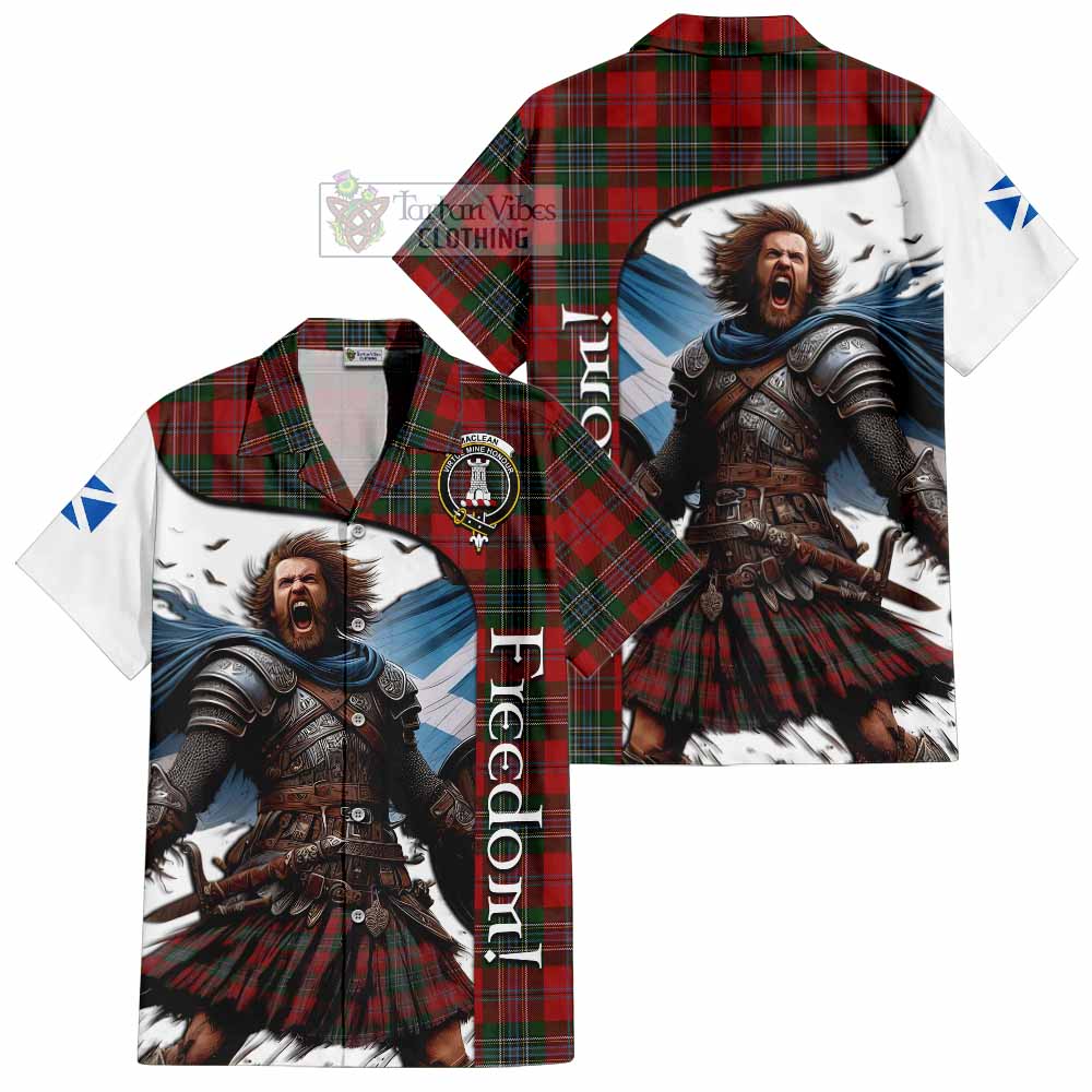 Tartan Vibes Clothing MacLean (McLean) Crest Tartan Short Sleeve Button Shirt Inspired by the Freedom of Scottish Warrior