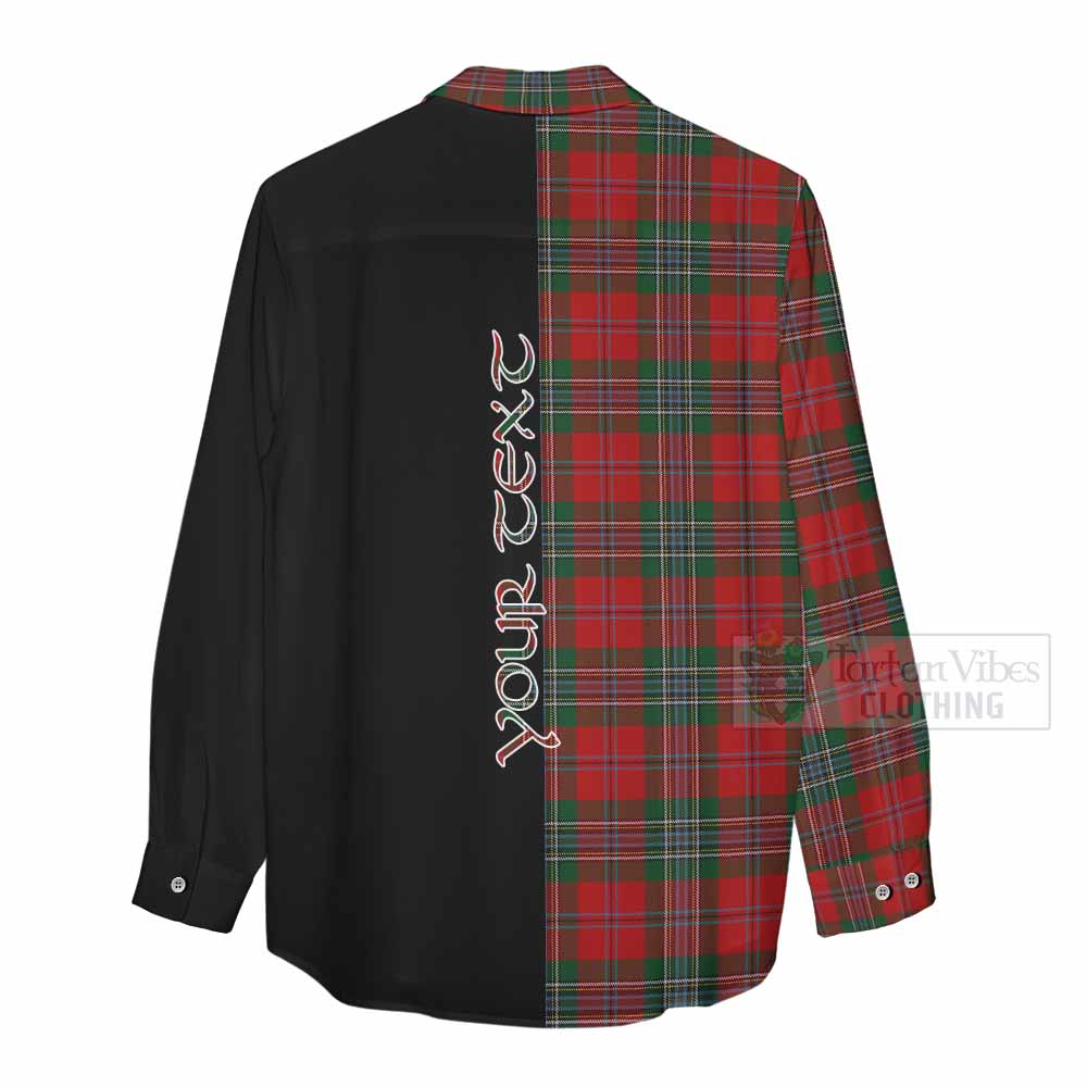 Tartan Vibes Clothing MacLean (McLean) Tartan Women's Casual Shirt with Family Crest and Half Of Me Style