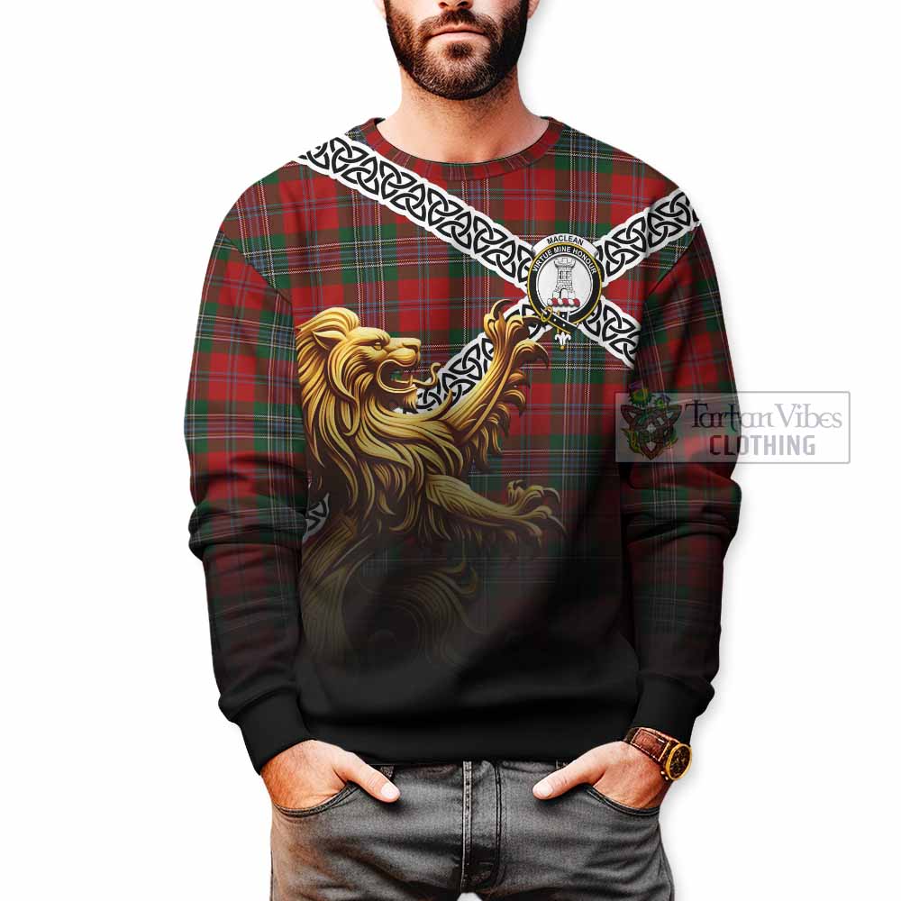 MacLean (McLean) Crest Tartan Sweatshirt with Golden Lion Emblem Celtic Style - Tartan Vibes Clothing