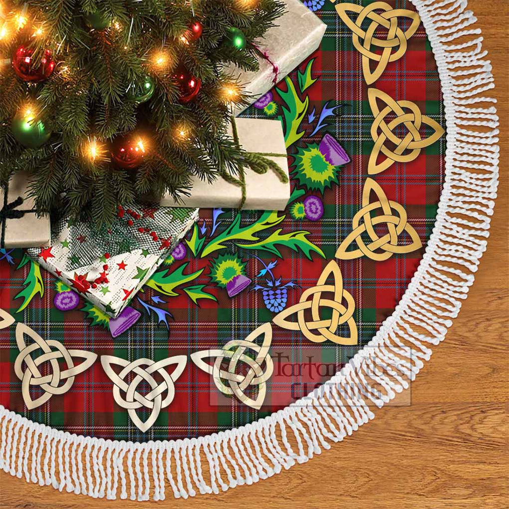 Tartan Vibes Clothing MacLean (McLean) Tartan Christmas Tree Skirt with Thistle Celtic Knot Style