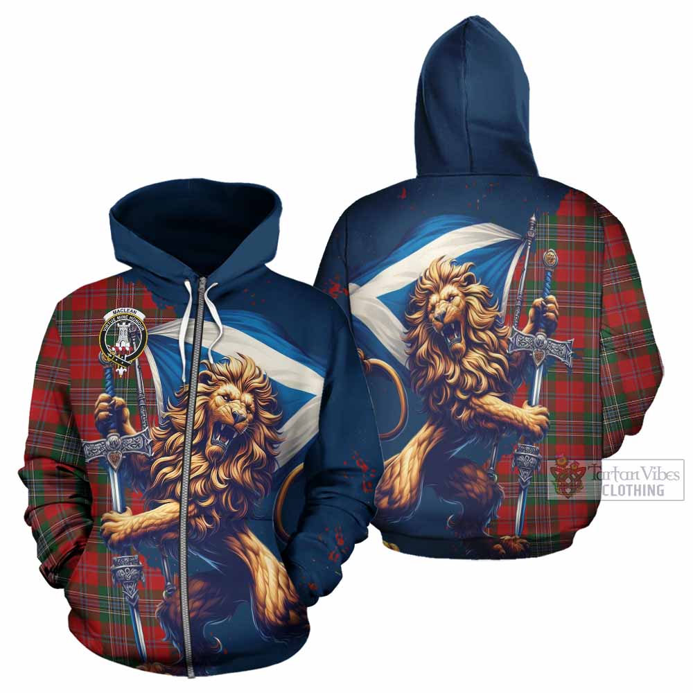 MacLellan (McLellan) Tartan Family Crest Hoodie with Scottish Majestic Lion