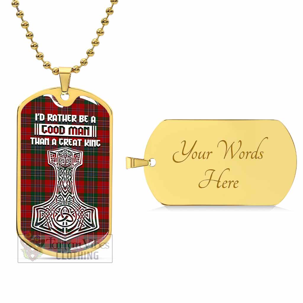 Tartan Vibes Clothing MacLean (McLean) Tartan Dog Tag Necklace Viking Mjolnir Style