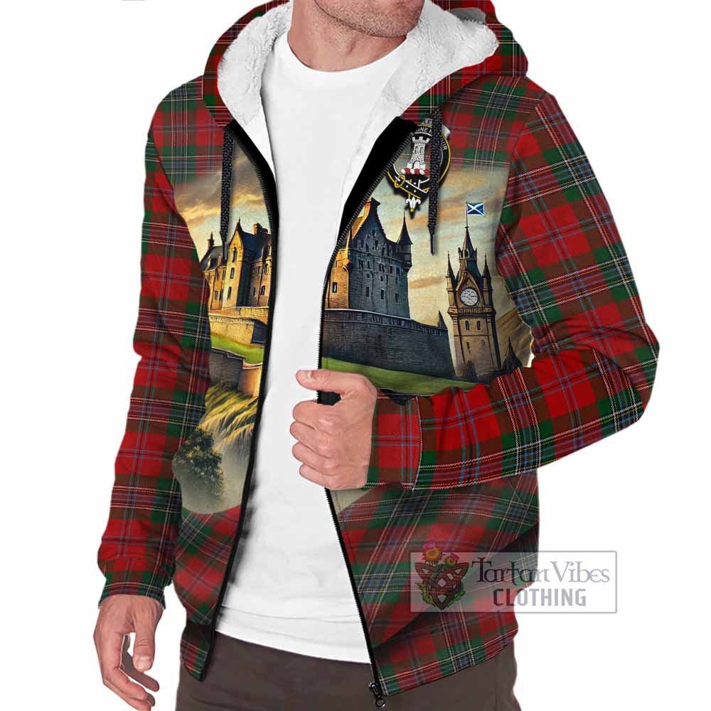 MacLean (McLean) Tartan Family Crest Sherpa Hoodie with Scottish Ancient Castle Style - Tartan Vibes Clothing