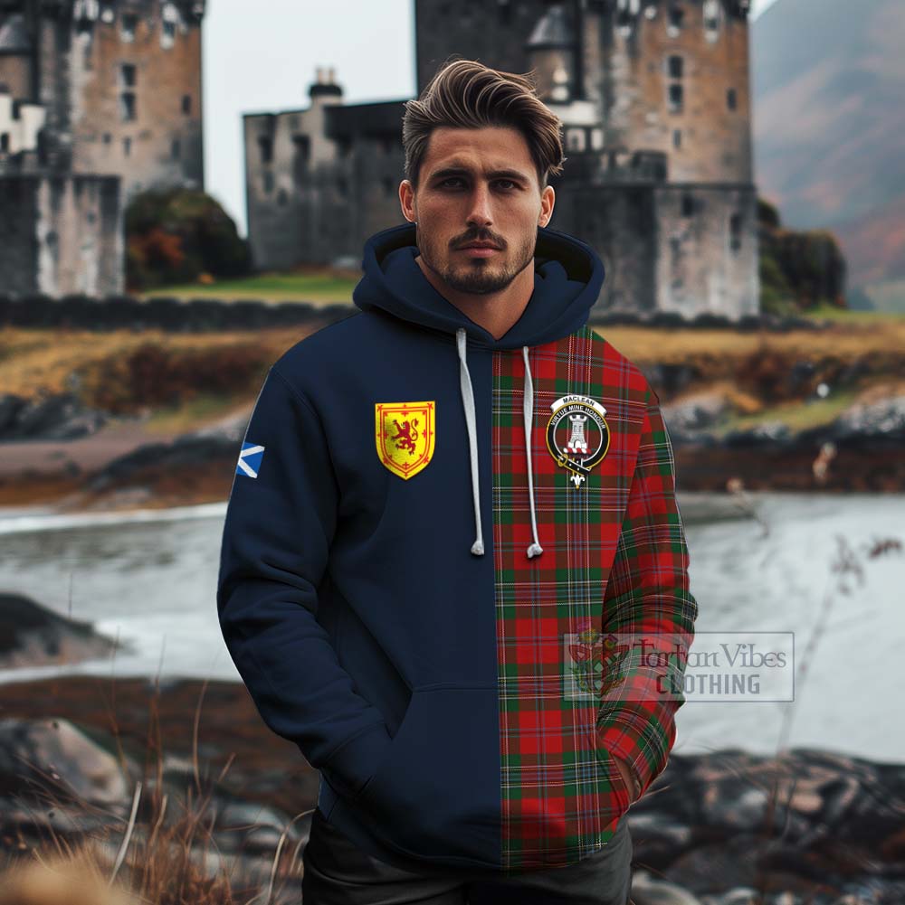 Tartan Vibes Clothing MacLean (McLean) Tartan Cotton Hoodie Alba with Scottish Lion Royal Arm Half Style