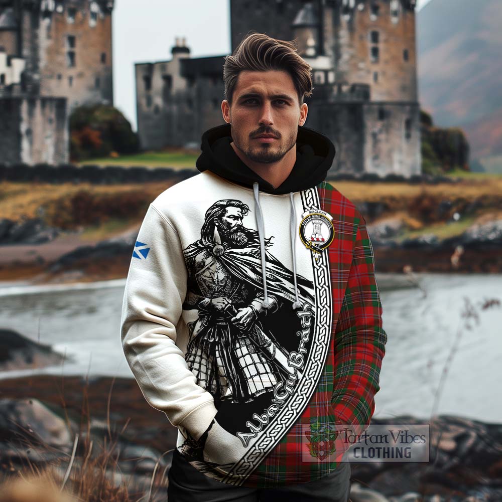 Tartan Vibes Clothing MacLean (McLean) Tartan Clan Crest Cotton Hoodie with Highlander Warrior Celtic Style