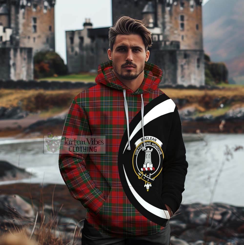 Tartan Vibes Clothing MacLean (McLean) Tartan Cotton Hoodie with Family Crest Circle Style