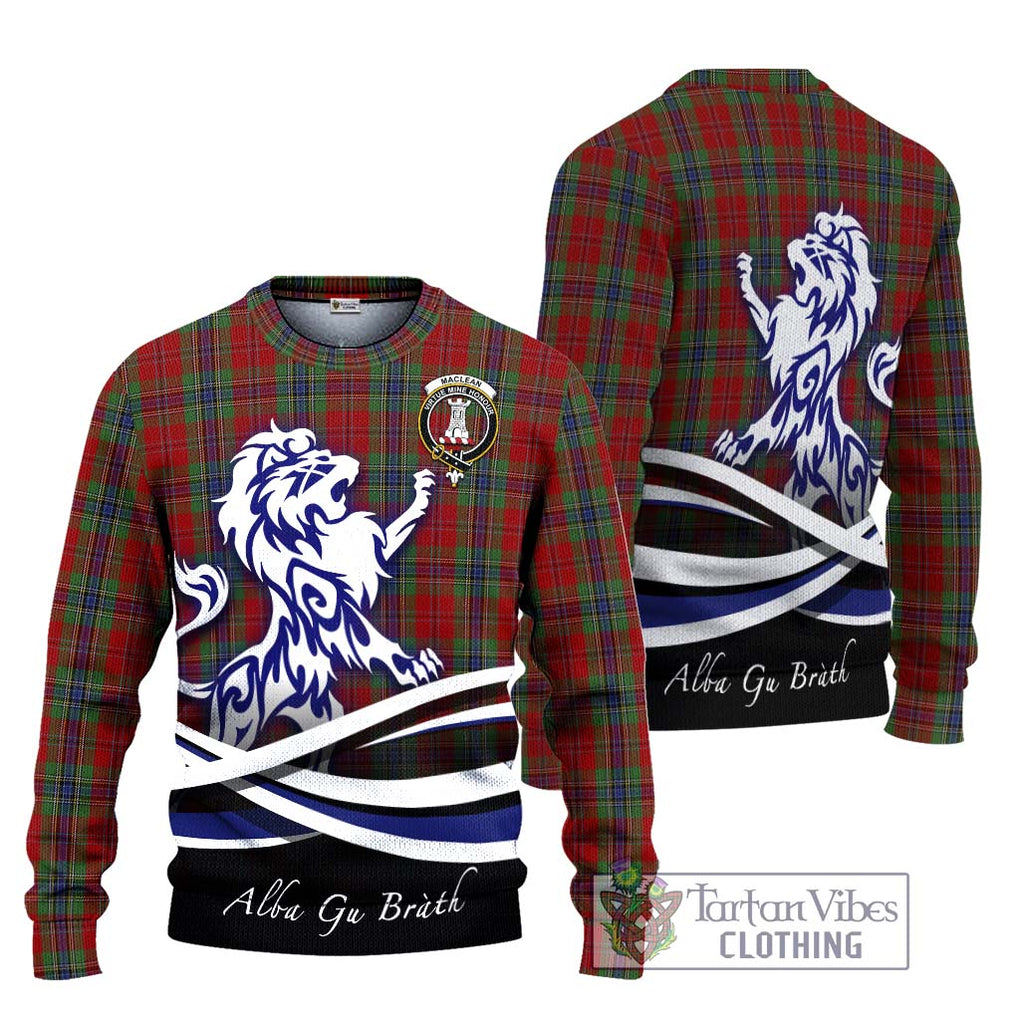 MacLean of Duart Tartan Knitted Sweater with Alba Gu Brath Regal Lion Emblem Unisex - Tartanvibesclothing Shop