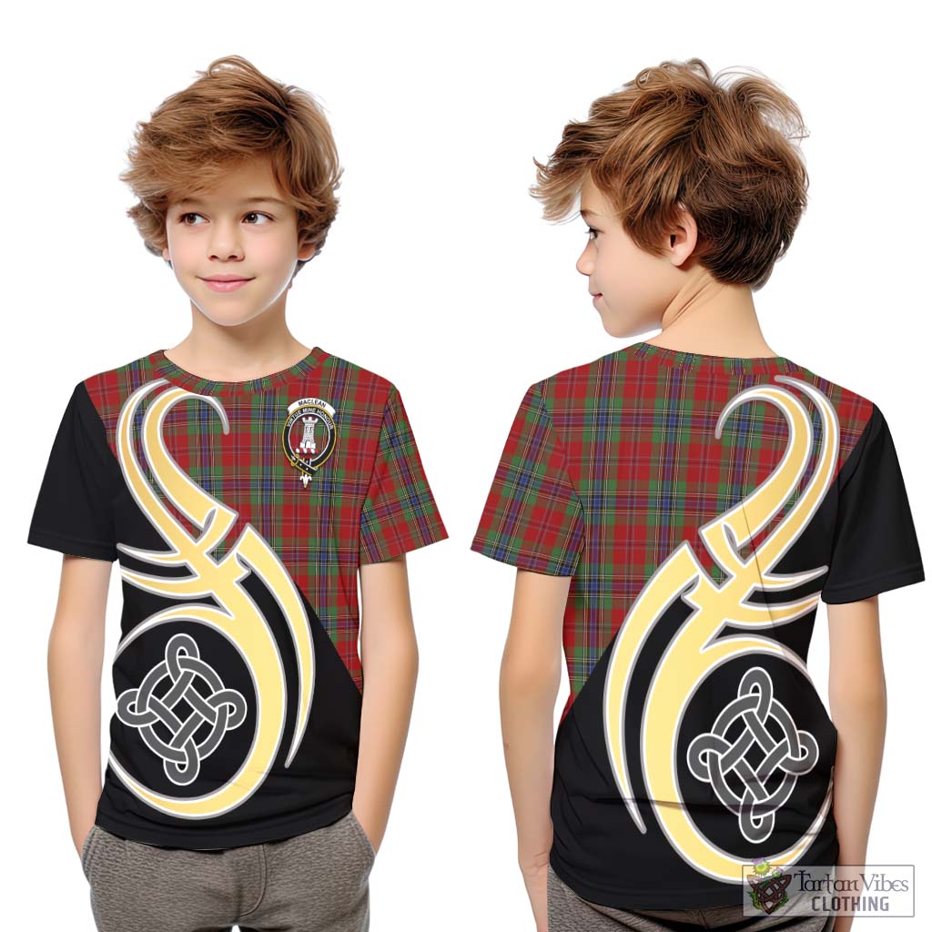 MacLean of Duart Tartan Kid T-Shirt with Family Crest and Celtic Symbol Style Youth XL Size14 - Tartan Vibes Clothing