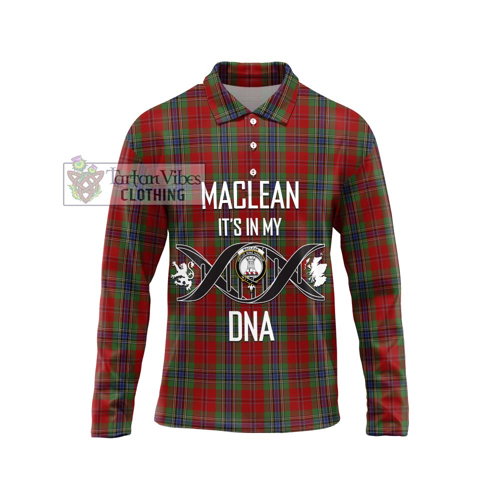 MacLean of Duart Tartan Long Sleeve Polo Shirt with Family Crest DNA In Me Style Unisex - Tartanvibesclothing Shop