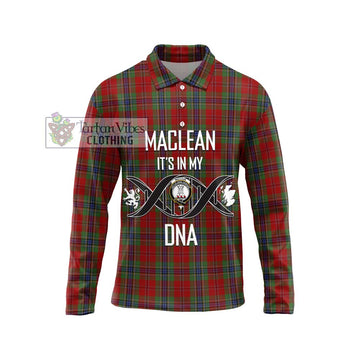 MacLean of Duart Tartan Long Sleeve Polo Shirt with Family Crest DNA In Me Style