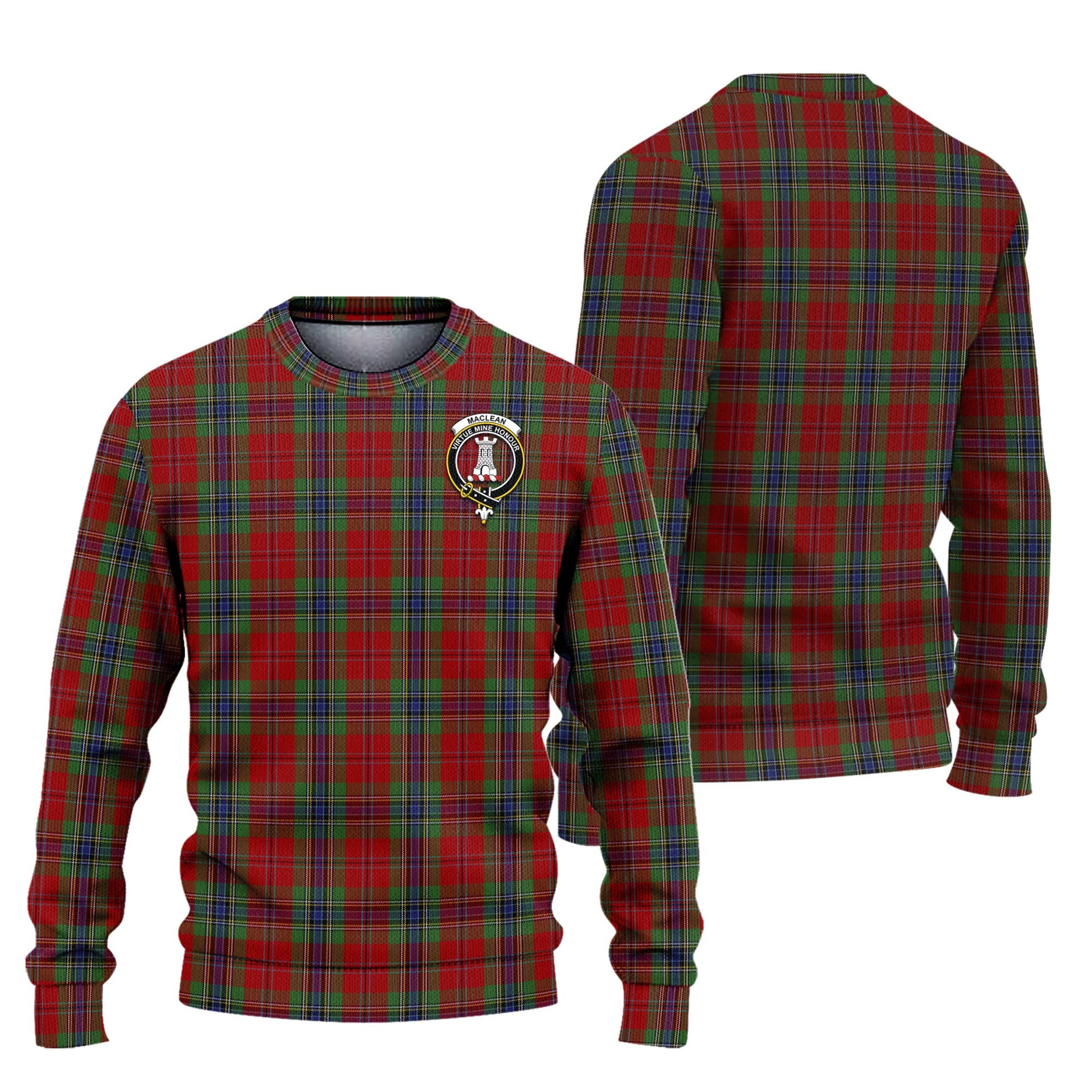 MacLean of Duart Tartan Knitted Sweater with Family Crest Unisex - Tartanvibesclothing