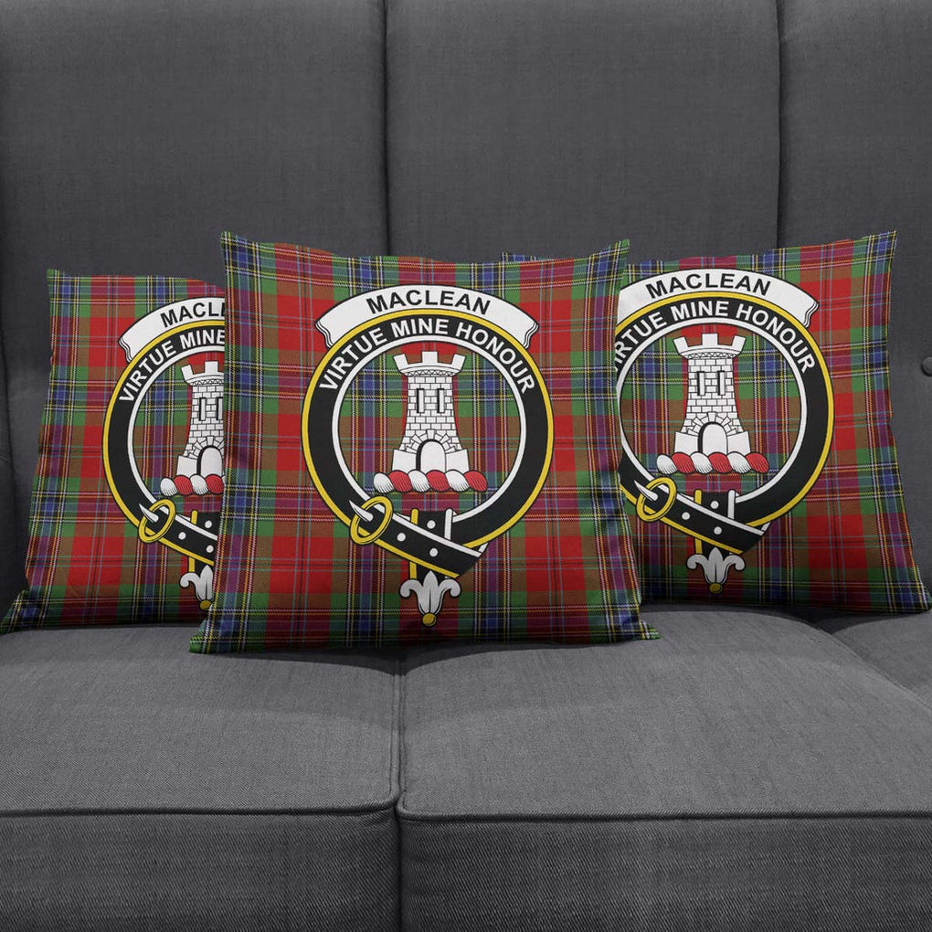 MacLean of Duart Tartan Pillow Cover with Family Crest Square Pillow Cover - Tartanvibesclothing